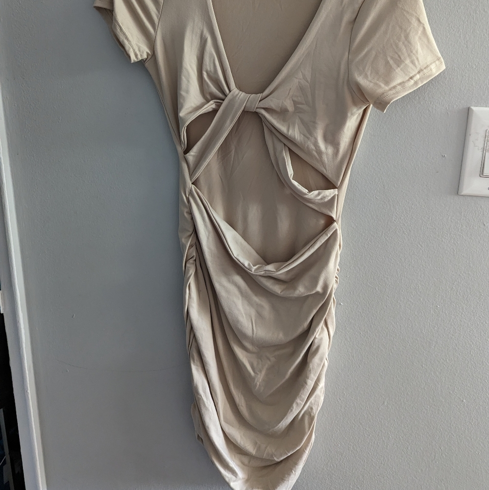 Beige cut out soft dress
